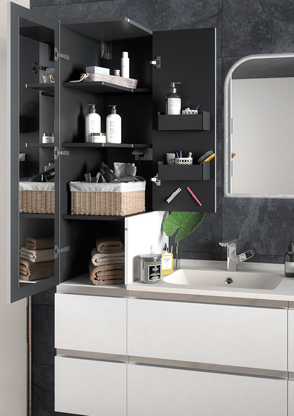 Colonne salle de bains blanche Aviso Ambiance Bain avec miroir et étagères