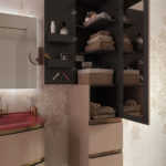 Colonne salle de bains rose Aviso Ambiance Bain avec miroir et étagères
