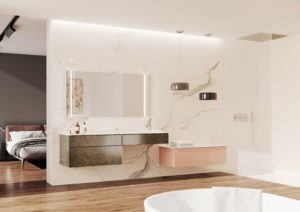 Meuble de salle de bains rose Joya Ambiance bain, salle de bains minimaliste